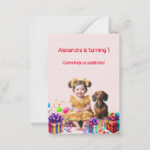 トドラーガール誕生日招待状 ノートカード (正面)