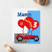 トドラーボーイバースデーパーティ招待状 ノートカード (正面/裏面インサイチュ)