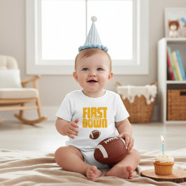 トドラー フットボール 初めての誕生日 'ファーストダウン' Tシャツ