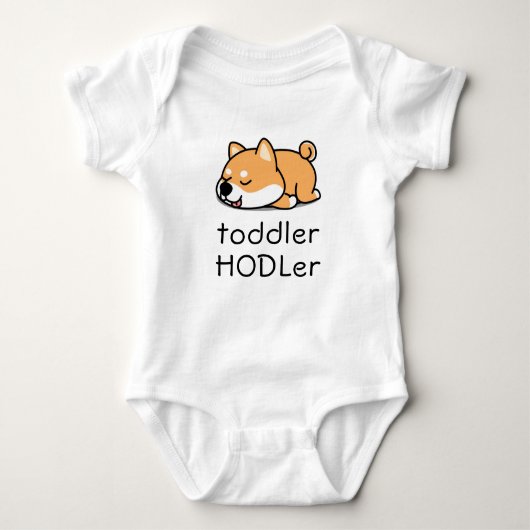 トドラーHODLerドギーコーイン暗号かわいいベビー柴犬 ベビーボディスーツ (正面)