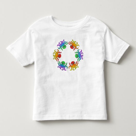 トドラーTシャツ - グラデーションタコ（白） (正面)