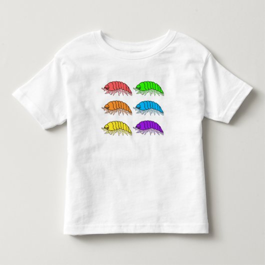 トドラーTシャツ - 虹色ダンゴムシ (白) (正面)