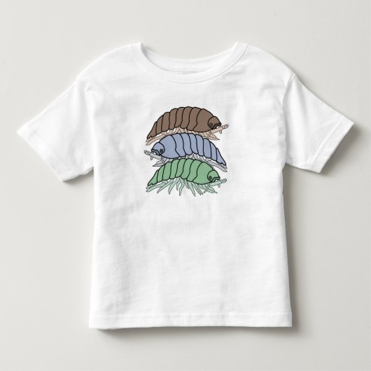 トドラーTシャツ - 3匹のダンゴムシ (白) (正面)