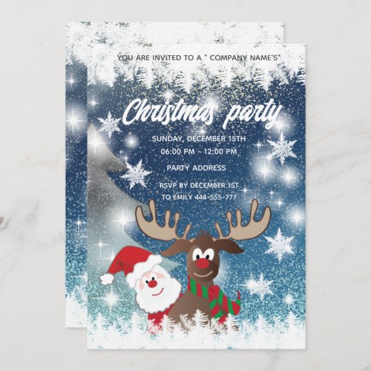 トナおもしろいーサンタのクリスマス企業のパーティーinv 招待状 (正面/裏面)