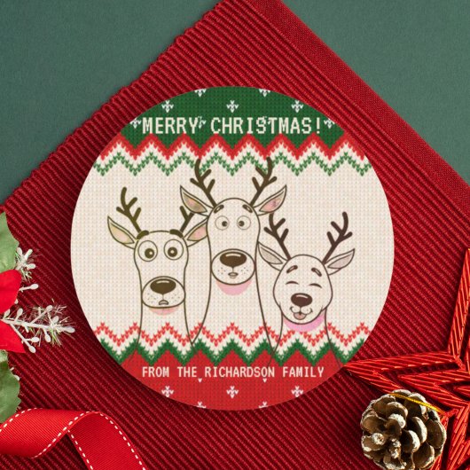 トナイおもしろいアカスタムクリスマス家族 ラウンドシール