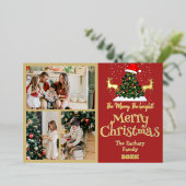 トナエレガントークリスマスファミリーフォトコラージュ 箔シーズンカード (立ち正面)
