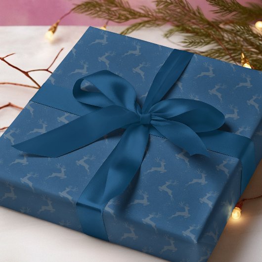 トナエレガントーニーネイビーブルーモノトーンのクリスマス ラッピングペーパー