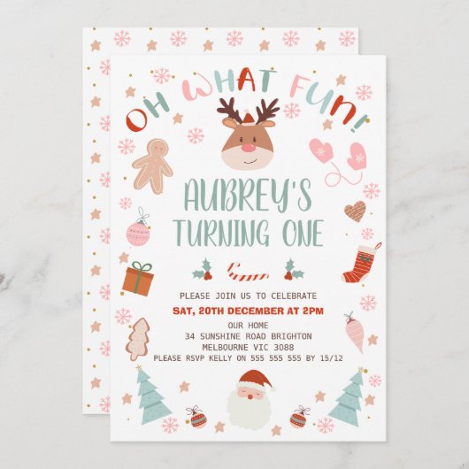 トナカイああ何おもしろいクリスマス1日 招待状 (正面/裏面)