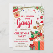 トナカイおもしろいの丸め集団クリスマスパーティー 招待状 (正面)