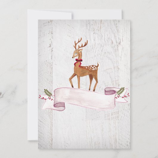 トナカイおもしろいの最初の誕生日の招待 招待状 (裏面)