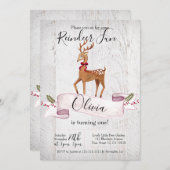 トナカイおもしろいの最初の誕生日の招待 招待状 (正面/裏面)