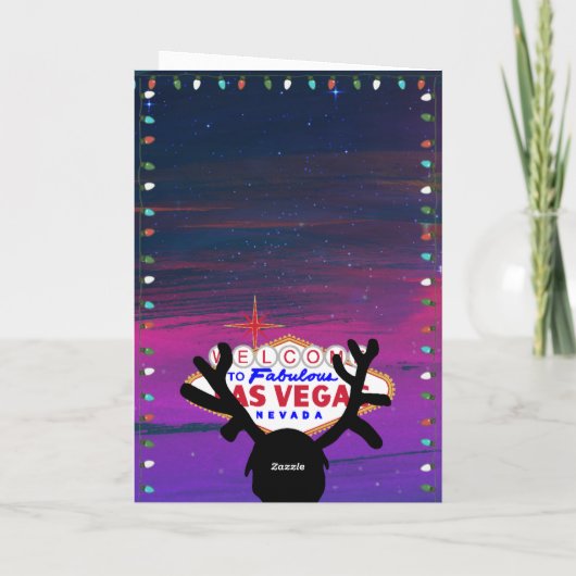 トナカイおもしろいはラスベガスにクリスマスカードを折り畳んで行った シーズンカード (裏面)