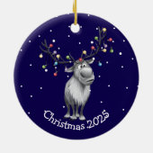 トナカイおもしろいア セラミックオーナメント (裏面)