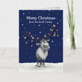 トナカイおもしろいア 箔グリーティングカード (正面)