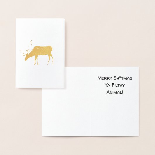 トナカイおもしろいウンチクリスマスの失礼ユーモア 箔カード (ディスプレー)