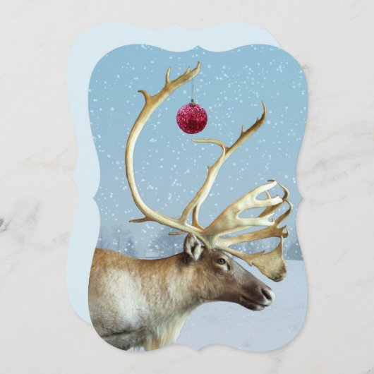 トナカイおもしろいオーナメントクリスマスカード シーズンカード (正面/裏面)
