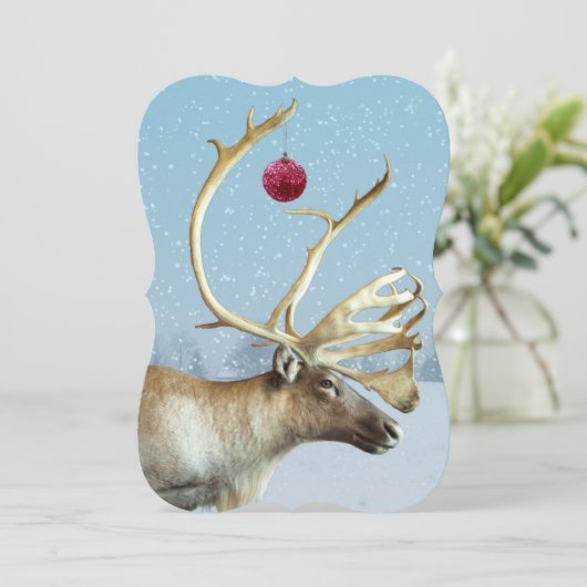 トナカイおもしろいオーナメントクリスマスカード シーズンカード (スタンド正面)