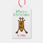 トナカイおもしろいキッズクリスマスホリデー ギフトタグ (正面)