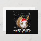 トナカイおもしろいギニピグのクリスマス ポストカード (正面/裏面)