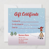 トナカイおもしろいクリスマスツリーのギフトカード (裏面)