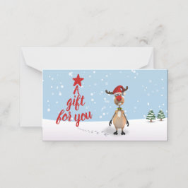 トナカイおもしろいクリスマスツリーのギフトカード プレイスカード