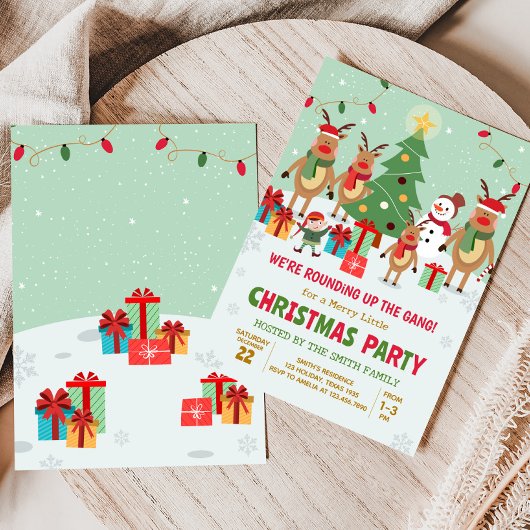 トナカイおもしろいクリスマスパーティー 招待状