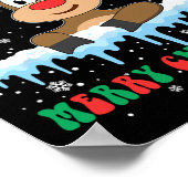 トナカイおもしろいクリスマスファミリーメリークリスマス ポスター (角)