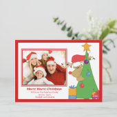 トナカイおもしろいクリスマスフラットフォトカード 招待状 (スタンド正面)
