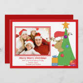 トナカイおもしろいクリスマスフラットフォトカード 招待状 (正面/裏面)