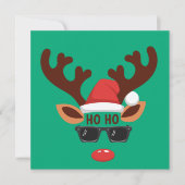 トナカイおもしろいクリスマス冬の家族かわいい鹿 シーズンカード (正面)