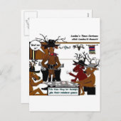 トナカイおもしろいゲームクリスマスプレゼント&ティー シーズンポストカード (正面/裏面)