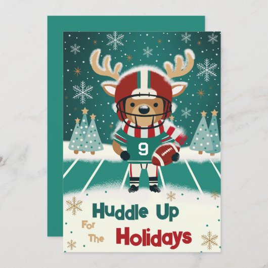 トナカイおもしろいサッカーのクリスマスカード シーズンカード (正面/裏面)