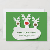 トナカイおもしろいズのクリスマス祝い企業の挨拶 シーズンカード (正面)