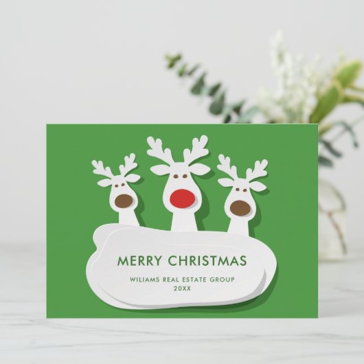 トナカイおもしろいズのクリスマス祝い企業の挨拶 シーズンカード (スタンド正面)
