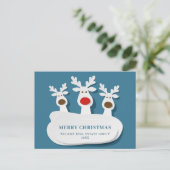 トナカイおもしろいズのクリスマス祝い企業の挨拶 ポストカード (スタンド正面)