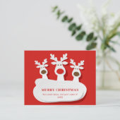 トナカイおもしろいズのクリスマス祝い企業の挨拶 ポストカード (スタンド正面)