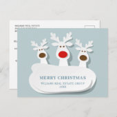トナカイおもしろいズのクリスマス祝い企業の挨拶 ポストカード (正面/裏面)