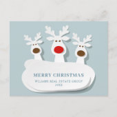 トナカイおもしろいズのクリスマス祝い企業の挨拶 ポストカード (正面)
