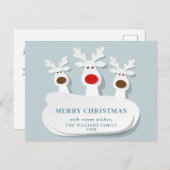 トナカイおもしろいズメリークリスマスグリーティングホリデー ポストカード (正面/裏面)