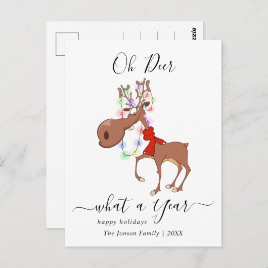 トナカイおもしろいズメリークリスマスグリーティングホリデーP ポストカード (正面/裏面)