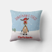 トナカイおもしろいベビー初めてのクリスマス装飾用クッション クッション (裏面)