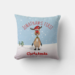 トナカイおもしろいベビー初めてのクリスマス装飾用クッション クッション
