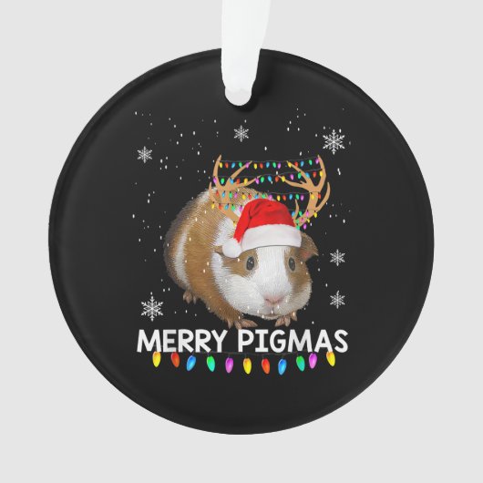 トナカイおもしろいモルモットのクリスマス オーナメント (正面)