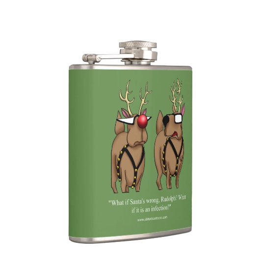 トナカイおもしろいユーモアマンガホリデーフラスクギフト フラスク (右)