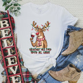 トナカイおもしろいワインのクリスマスTシャツ Tシャツ