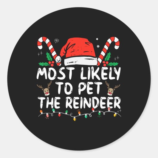 トナカイおもしろいーを愛撫する可能性が最も高いクリスマス ラウンドシール (正面)
