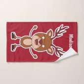 トナカイおもしろい名前をカスタムするハンドタオル ハンドタオル (ハンドタオル)