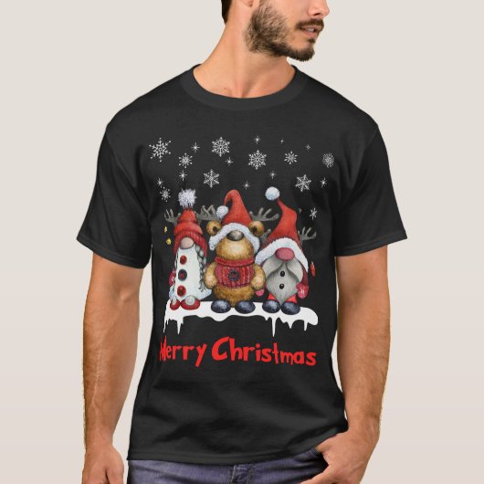 トナカイおもしろい格言クリスマス Tシャツ (正面)
