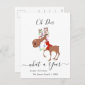 トナカイおもしろい・メリー・クリスマス・グリーティング シーズンポストカード (正面/裏面)