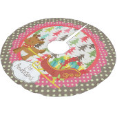 トナカイおよびそりのクリスマスの休日の木のスカート ブラッシュドポリエステルツリースカート (アングル)